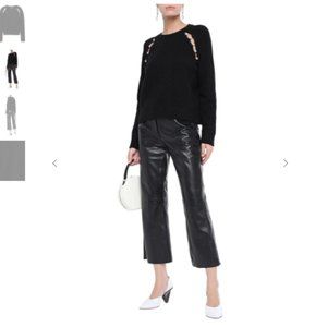 Alice+Olivia Faux pearl-embellished cutout knit sm